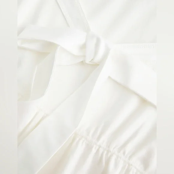 Hollister Satin Tie Front Babydoll Top White Y2K Coquette Long Sleeve M NWT - Picture 5 of 5